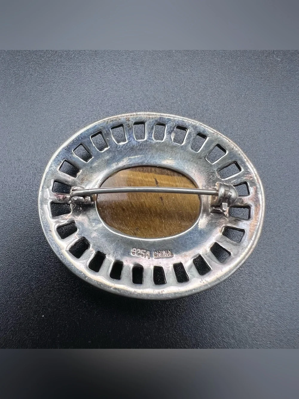 Sterling Silver Tigers Eye Brooch